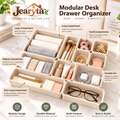 Jearyta™ Modular Drawer Organizer Tray Set – Multi-Size Cream Storage Containers for Makeup, Jewelry, Hair Accessories, Office Supplies, Charging Cables & Everyday Essentials