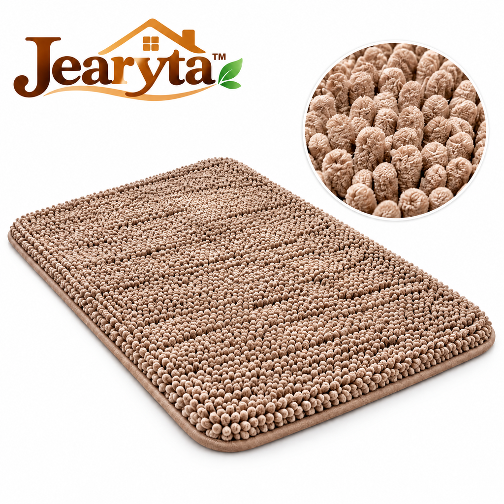 Jearyta™ Plush Chenille-Style Bathroom Bath Mat – Soft Textured Rectangular Floor Rug for Bathtubs, Showers, Bathroom Vanities & Cozy Spa-Inspired Home Décor