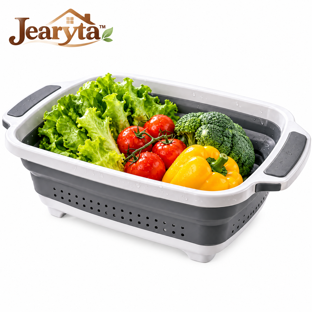 Jearyta™ Collapsible Kitchen Colander & Drain Basket – Space-Saving Foldable Vegetable Strainer with Drainage Holes and Comfortable Side Handles for Fruits, Vegetables & Everyday Meal Prep